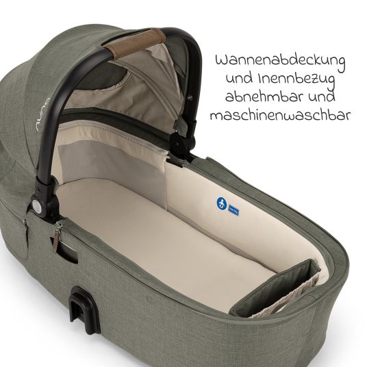 Nuna Babywanne DEMI next faltbar ab Geburt bis 9 Monate mit Sichtschutz, Belüftungsfenster inkl. Matratze & Regenschutz - Pine