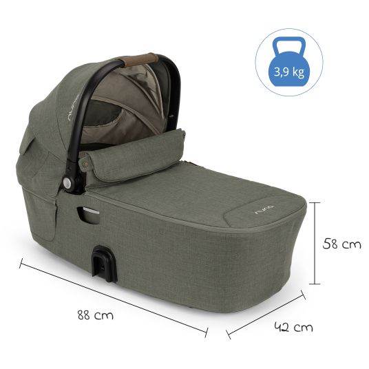 Nuna DEMI next carrycot foldable from birth to 9 months with privacy screen, ventilation window incl. mattress & raincover - Pine