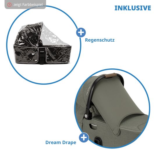 Nuna DEMI next navicella pieghevole dalla nascita a 9 mesi con zanzariera, finestra di ventilazione, materasso e parapioggia inclusi - Pino