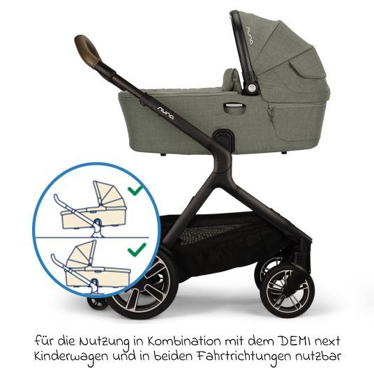 Nuna DEMI next carrycot foldable from birth to 9 months with privacy screen, ventilation window incl. mattress & raincover - Pine