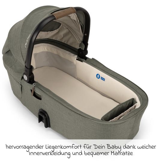 Nuna Babywanne DEMI next faltbar ab Geburt bis 9 Monate mit Sichtschutz, Belüftungsfenster inkl. Matratze & Regenschutz - Pine