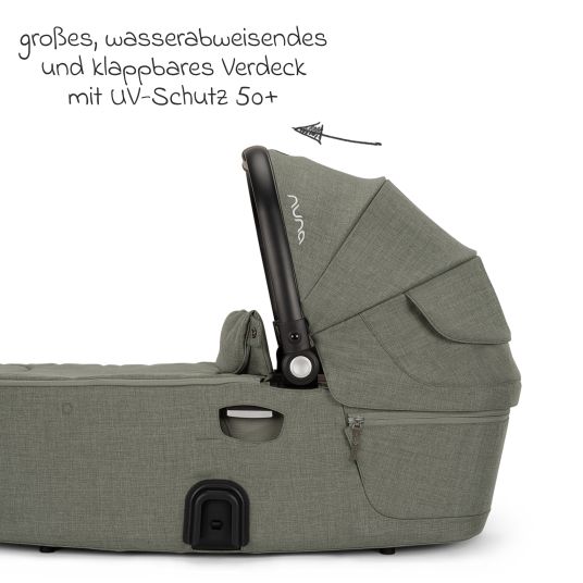 Nuna DEMI next carrycot foldable from birth to 9 months with privacy screen, ventilation window incl. mattress & raincover - Pine