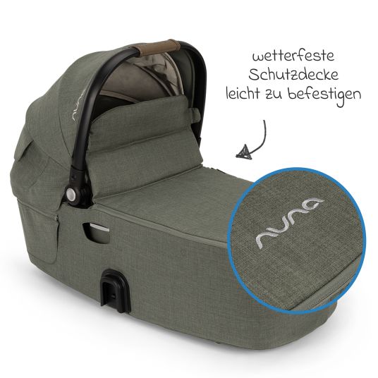 Nuna DEMI next carrycot foldable from birth to 9 months with privacy screen, ventilation window incl. mattress & raincover - Pine