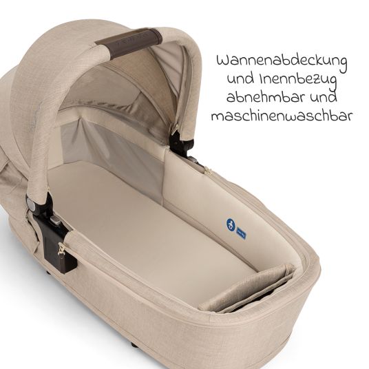 Nuna Babywanne LYTL faltbar für TRIV next, SWIV, TRVL ab Geburt bis 9 Monate mit Sichtschutz, Belüftungsfenster inkl. Matratze & Regenschutz - Biscotti