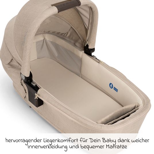 Nuna Babywanne LYTL faltbar für TRIV next, SWIV, TRVL ab Geburt bis 9 Monate mit Sichtschutz, Belüftungsfenster inkl. Matratze & Regenschutz - Biscotti