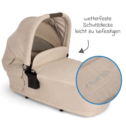 Nuna Babywanne LYTL faltbar für TRIV next, SWIV, TRVL ab Geburt bis 9 Monate mit Sichtschutz, Belüftungsfenster inkl. Matratze & Regenschutz - Biscotti