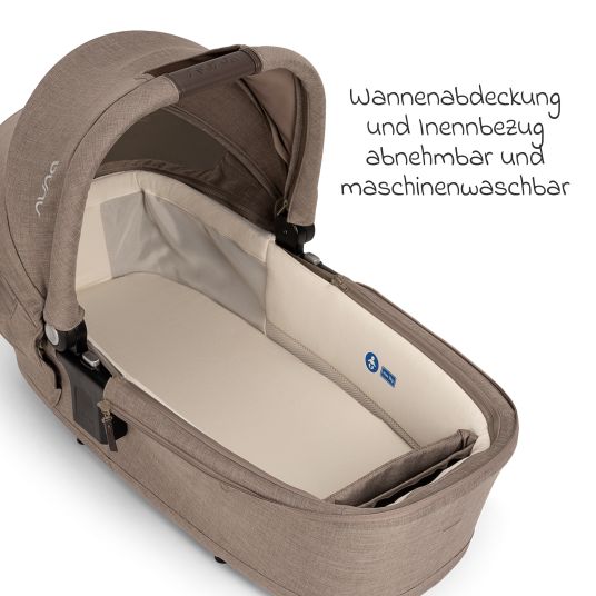 Nuna Babywanne LYTL faltbar für TRIV next, SWIV, TRVL ab Geburt bis 9 Monate mit Sichtschutz, Belüftungsfenster inkl. Matratze & Regenschutz - Cedar