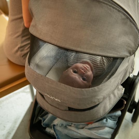 Nuna Babywanne LYTL faltbar für TRIV next, SWIV, TRVL ab Geburt bis 9 Monate mit Sichtschutz, Belüftungsfenster inkl. Matratze & Regenschutz - Cedar