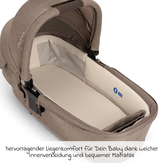 Nuna Babywanne LYTL faltbar für TRIV next, SWIV, TRVL ab Geburt bis 9 Monate mit Sichtschutz, Belüftungsfenster inkl. Matratze & Regenschutz - Cedar