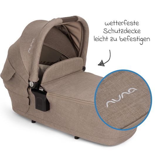 Nuna Babywanne LYTL faltbar für TRIV next, SWIV, TRVL ab Geburt bis 9 Monate mit Sichtschutz, Belüftungsfenster inkl. Matratze & Regenschutz - Cedar