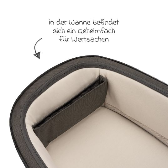 Nuna LYTL foldable carrycot for TRIV next, SWIV, TRVL from birth to 9 months with privacy screen, ventilation window incl. mattress & raincover - Granite