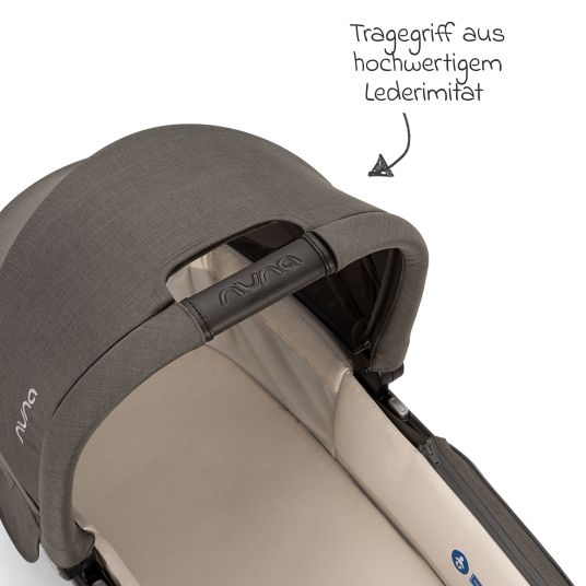 Nuna LYTL navicella pieghevole per TRIV next, SWIV, TRVL dalla nascita a 9 mesi con paravento, finestra di ventilazione e materasso incluso - Granito