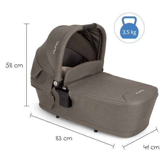 Nuna LYTL foldable carrycot for TRIV next, SWIV, TRVL from birth to 9 months with privacy screen, ventilation window incl. mattress & raincover - Granite