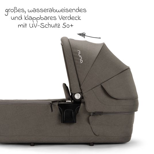 Nuna LYTL foldable carrycot for TRIV next, SWIV, TRVL from birth to 9 months with privacy screen, ventilation window incl. mattress & raincover - Granite