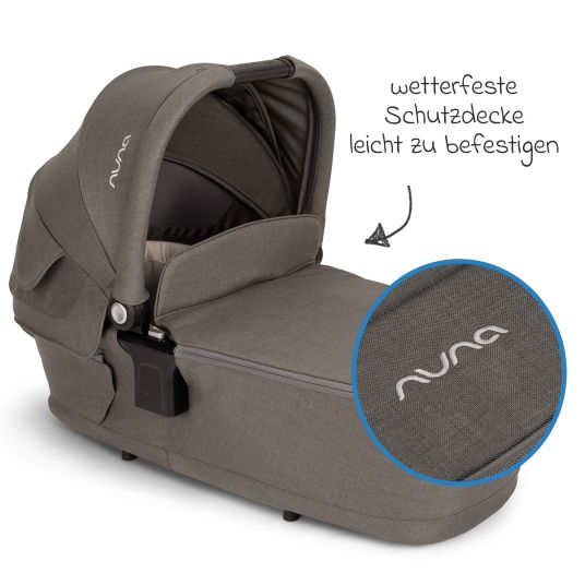 Nuna Babywanne LYTL faltbar für TRIV next, SWIV, TRVL ab Geburt bis 9 Monate mit Sichtschutz, Belüftungsfenster inkl. Matratze & Regenschutz - Granite