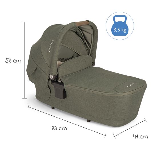 Nuna LYTL foldable carrycot for TRIV next, SWIV, TRVL from birth to 9 months with privacy screen, ventilation window incl. mattress & raincover - Pine