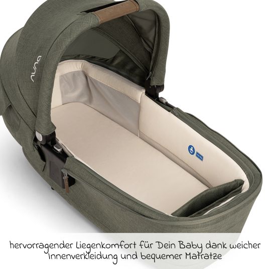 Nuna Babywanne LYTL faltbar für TRIV next, SWIV, TRVL ab Geburt bis 9 Monate mit Sichtschutz, Belüftungsfenster inkl. Matratze & Regenschutz - Pine