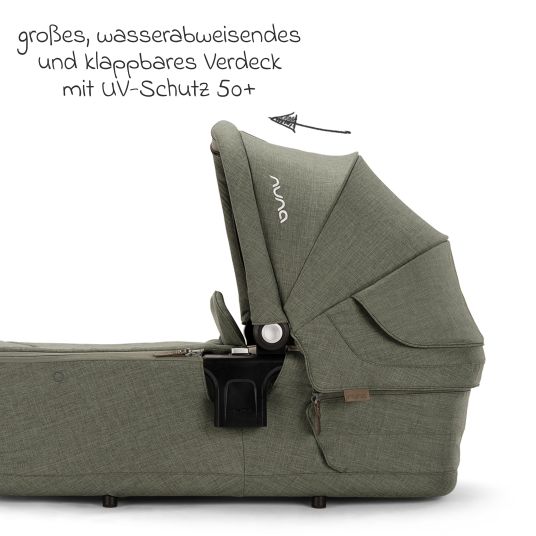 Nuna LYTL foldable carrycot for TRIV next, SWIV, TRVL from birth to 9 months with privacy screen, ventilation window incl. mattress & raincover - Pine