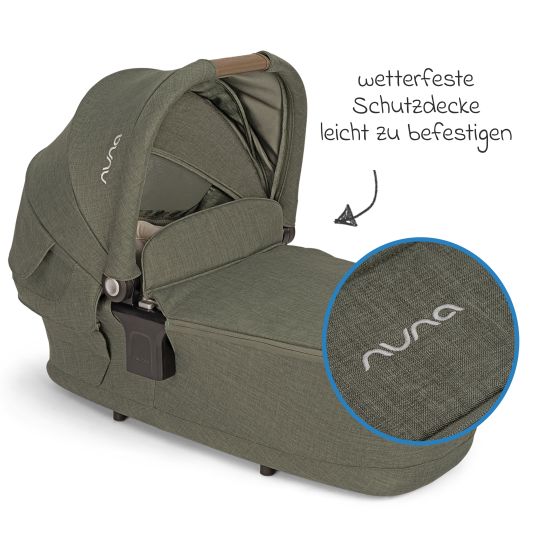 Nuna LYTL foldable carrycot for TRIV next, SWIV, TRVL from birth to 9 months with privacy screen, ventilation window incl. mattress & raincover - Pine