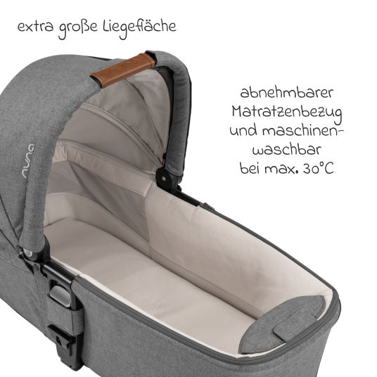 Nuna Babywanne MIXX next mit Mesh-Fenster für Kinderwagen Mixx next inkl. Matratze & Regenschutz - Granite