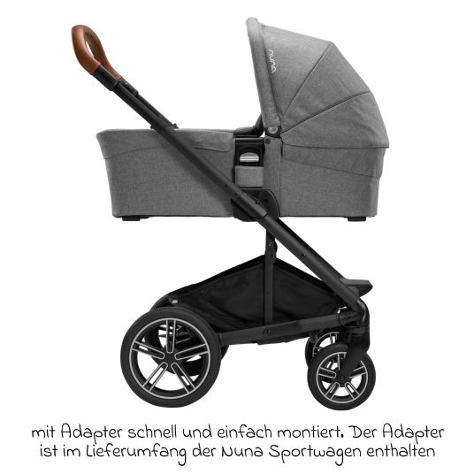 Nuna Babywanne MIXX next mit Mesh-Fenster für Kinderwagen Mixx next inkl. Matratze & Regenschutz - Granite