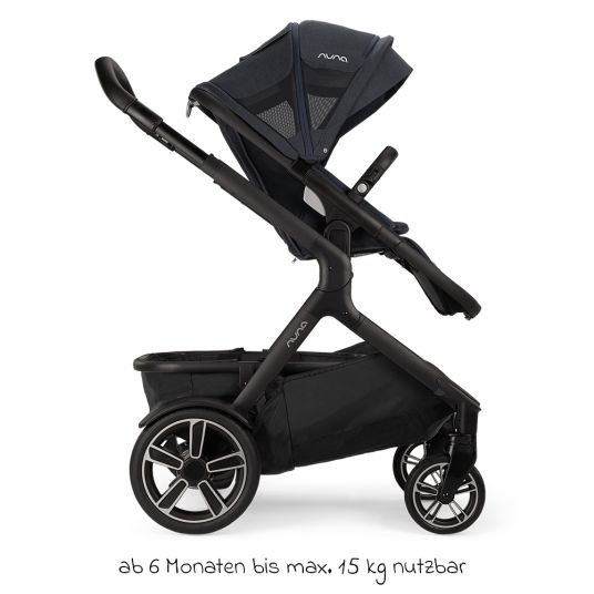 Nuna DEMI Grow buggy & pushchair with reclining function, convertible all-weather seat, telescopic pushchair incl. footmuff, adapter, rain cover & summer canopy - Ocean