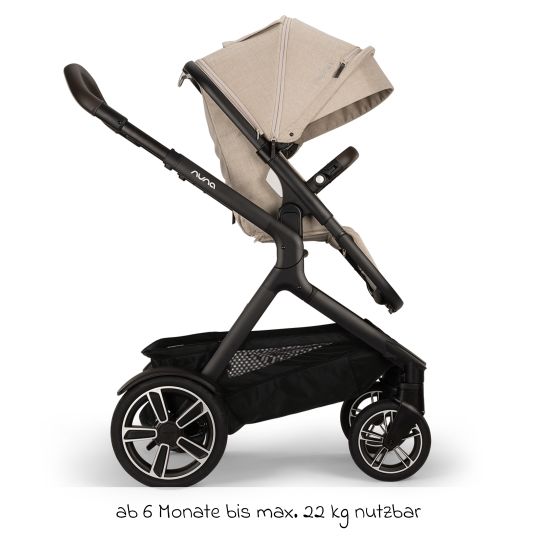 Nuna Buggy & Sportwagen DEMI next bis 22 kg mit magnetischem Gurtverschluss, umsetzbarem Allwettersitz, höhenverstellbarem Schieber, integrierter Sichtschutz inkl. Adapter & Regenschutz - Biscotti