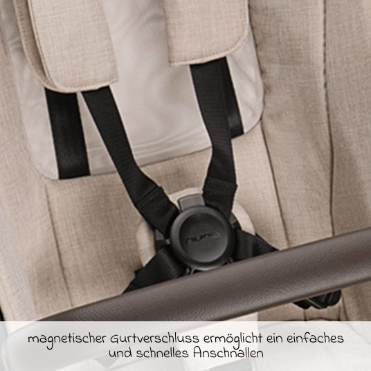 Nuna Buggy & Sportwagen DEMI next bis 22 kg mit magnetischem Gurtverschluss, umsetzbarem Allwettersitz, höhenverstellbarem Schieber, integrierter Sichtschutz inkl. Adapter & Regenschutz - Biscotti