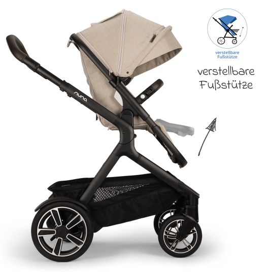 Nuna Buggy & Sportwagen DEMI next bis 22 kg mit magnetischem Gurtverschluss, umsetzbarem Allwettersitz, höhenverstellbarem Schieber, integrierter Sichtschutz inkl. Adapter & Regenschutz - Biscotti