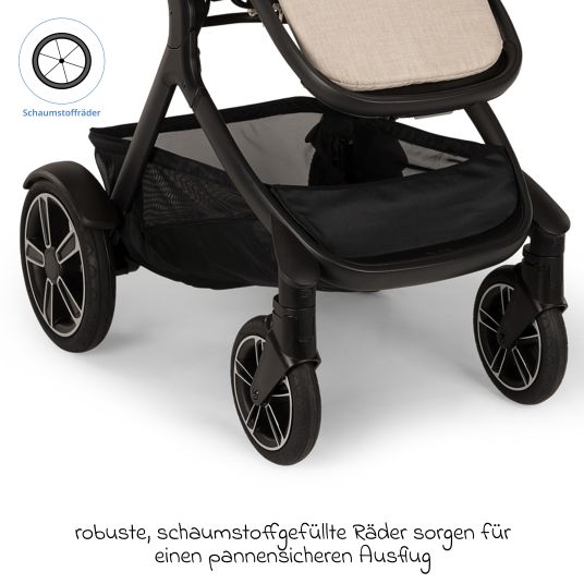 Nuna Buggy & Sportwagen DEMI next bis 22 kg mit magnetischem Gurtverschluss, umsetzbarem Allwettersitz, höhenverstellbarem Schieber, integrierter Sichtschutz inkl. Adapter & Regenschutz - Biscotti