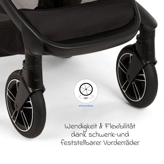 Nuna Buggy & Sportwagen DEMI next bis 22 kg mit magnetischem Gurtverschluss, umsetzbarem Allwettersitz, höhenverstellbarem Schieber, integrierter Sichtschutz inkl. Adapter & Regenschutz - Biscotti