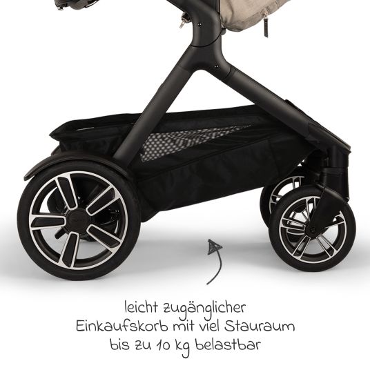 Nuna Buggy & Sportwagen DEMI next bis 22 kg mit magnetischem Gurtverschluss, umsetzbarem Allwettersitz, höhenverstellbarem Schieber, integrierter Sichtschutz inkl. Adapter & Regenschutz - Biscotti