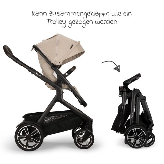 Nuna Buggy & Sportwagen DEMI next bis 22 kg mit magnetischem Gurtverschluss, umsetzbarem Allwettersitz, höhenverstellbarem Schieber, integrierter Sichtschutz inkl. Adapter & Regenschutz - Biscotti