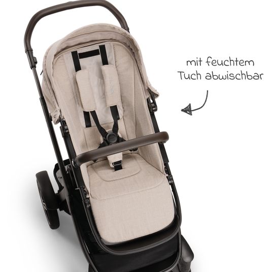 Nuna Buggy & Sportwagen DEMI next bis 22 kg mit magnetischem Gurtverschluss, umsetzbarem Allwettersitz, höhenverstellbarem Schieber, integrierter Sichtschutz inkl. Adapter & Regenschutz - Biscotti