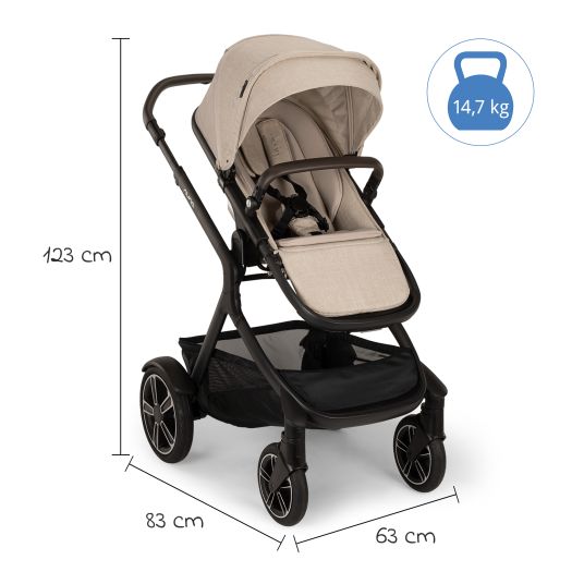 Nuna Buggy & Sportwagen DEMI next bis 22 kg mit magnetischem Gurtverschluss, umsetzbarem Allwettersitz, höhenverstellbarem Schieber, integrierter Sichtschutz inkl. Adapter & Regenschutz - Biscotti