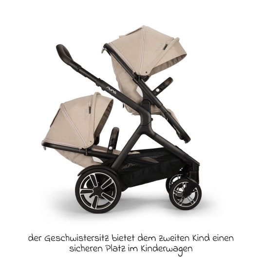 Nuna Buggy & Sportwagen DEMI next bis 22 kg mit magnetischem Gurtverschluss, umsetzbarem Allwettersitz, höhenverstellbarem Schieber, integrierter Sichtschutz inkl. Adapter & Regenschutz - Biscotti