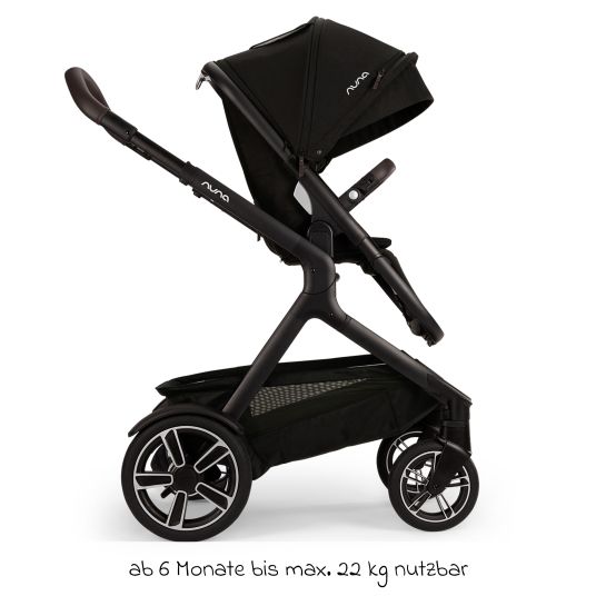 Nuna Buggy & pushchair DEMI next up to 22 kg with magnetic harness fastener, convertible all-weather seat, height-adjustable push bar, integrated privacy screen incl. adapter & rain cover - Caviar