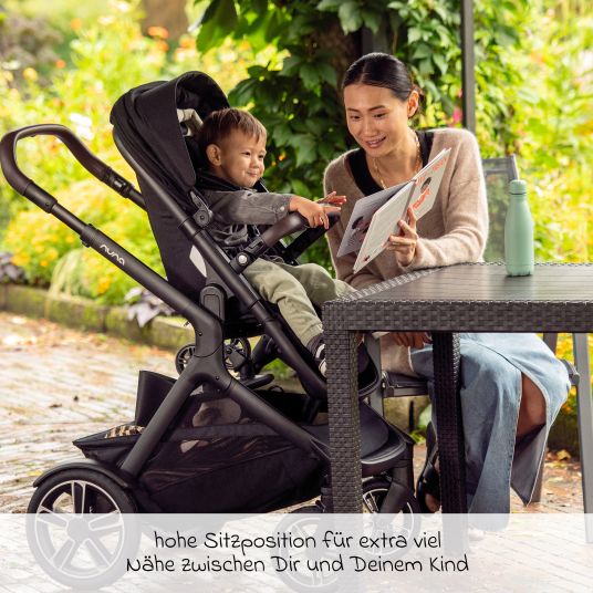 Nuna Buggy & pushchair DEMI next up to 22 kg with magnetic harness fastener, convertible all-weather seat, height-adjustable push bar, integrated privacy screen incl. adapter & rain cover - Caviar