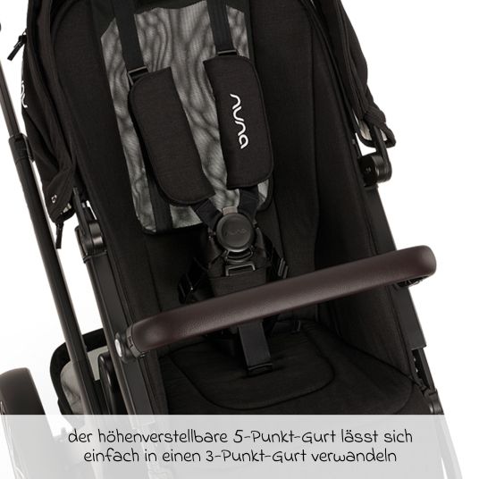 Nuna Buggy & pushchair DEMI next up to 22 kg with magnetic harness fastener, convertible all-weather seat, height-adjustable push bar, integrated privacy screen incl. adapter & rain cover - Caviar