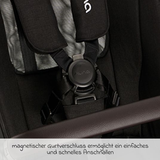 Nuna Buggy & Sportwagen DEMI next bis 22 kg mit magnetischem Gurtverschluss, umsetzbarem Allwettersitz, höhenverstellbarem Schieber, integrierter Sichtschutz inkl. Adapter & Regenschutz - Caviar