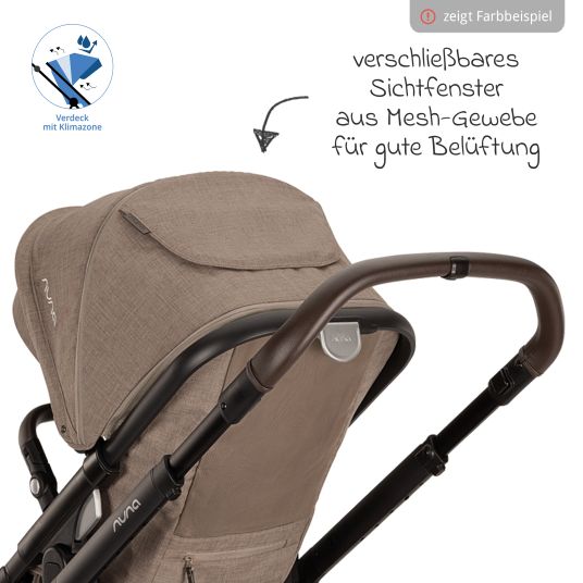 Nuna Buggy & pushchair DEMI next up to 22 kg with magnetic harness fastener, convertible all-weather seat, height-adjustable push bar, integrated privacy screen incl. adapter & rain cover - Caviar