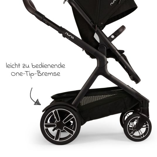 Nuna Buggy & pushchair DEMI next up to 22 kg with magnetic harness fastener, convertible all-weather seat, height-adjustable push bar, integrated privacy screen incl. adapter & rain cover - Caviar