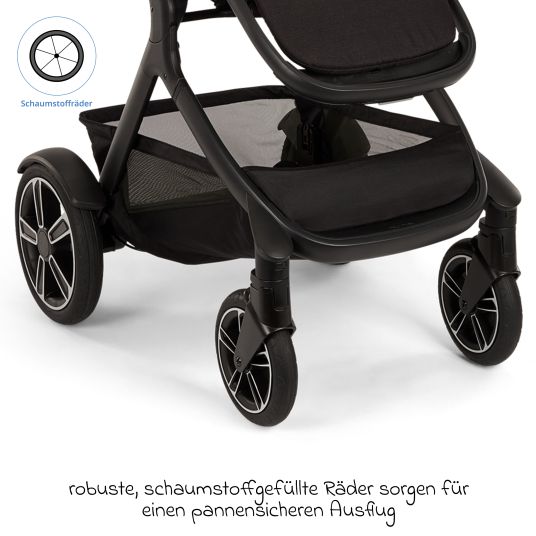 Nuna Buggy & pushchair DEMI next up to 22 kg with magnetic harness fastener, convertible all-weather seat, height-adjustable push bar, integrated privacy screen incl. adapter & rain cover - Caviar