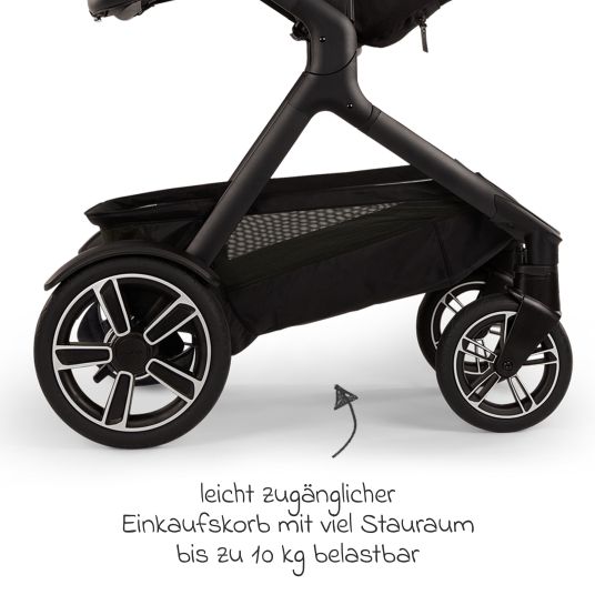 Nuna Buggy & pushchair DEMI next up to 22 kg with magnetic harness fastener, convertible all-weather seat, height-adjustable push bar, integrated privacy screen incl. adapter & rain cover - Caviar