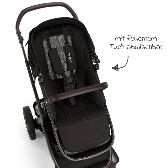 Nuna Buggy & Sportwagen DEMI next bis 22 kg mit magnetischem Gurtverschluss, umsetzbarem Allwettersitz, höhenverstellbarem Schieber, integrierter Sichtschutz inkl. Adapter & Regenschutz - Caviar