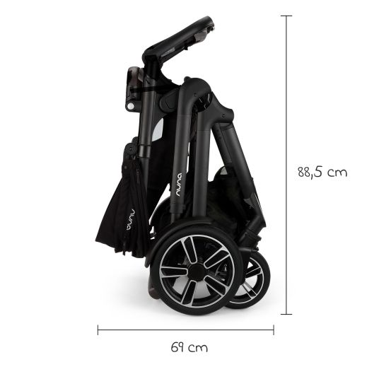 Nuna Buggy & pushchair DEMI next up to 22 kg with magnetic harness fastener, convertible all-weather seat, height-adjustable push bar, integrated privacy screen incl. adapter & rain cover - Caviar