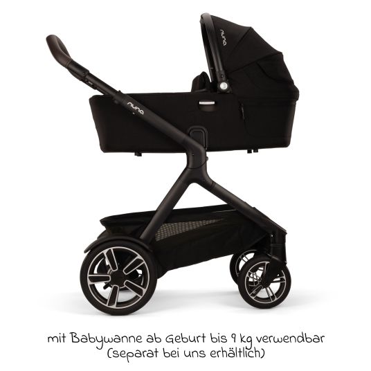 Nuna Buggy & pushchair DEMI next up to 22 kg with magnetic harness fastener, convertible all-weather seat, height-adjustable push bar, integrated privacy screen incl. adapter & rain cover - Caviar