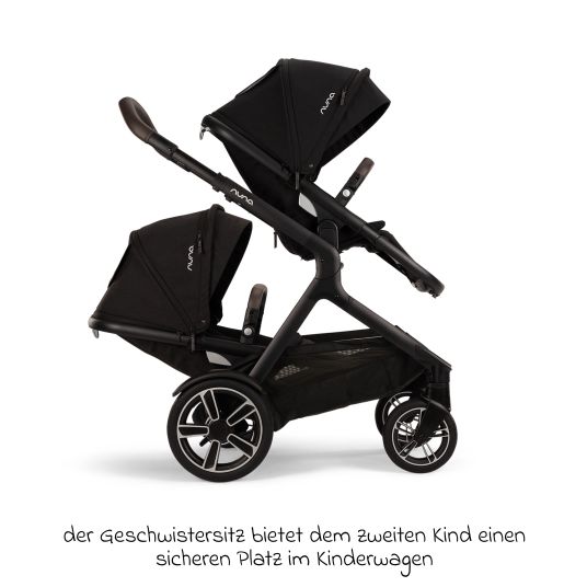 Nuna Buggy & pushchair DEMI next up to 22 kg with magnetic harness fastener, convertible all-weather seat, height-adjustable push bar, integrated privacy screen incl. adapter & rain cover - Caviar