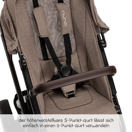 Nuna Buggy & pushchair DEMI next up to 22 kg with magnetic harness fastener, convertible all-weather seat, height-adjustable push bar, integrated privacy screen incl. adapter & rain cover - Cedar