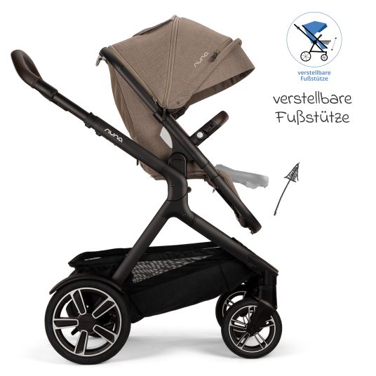 Nuna Buggy & pushchair DEMI next up to 22 kg with magnetic harness fastener, convertible all-weather seat, height-adjustable push bar, integrated privacy screen incl. adapter & rain cover - Cedar